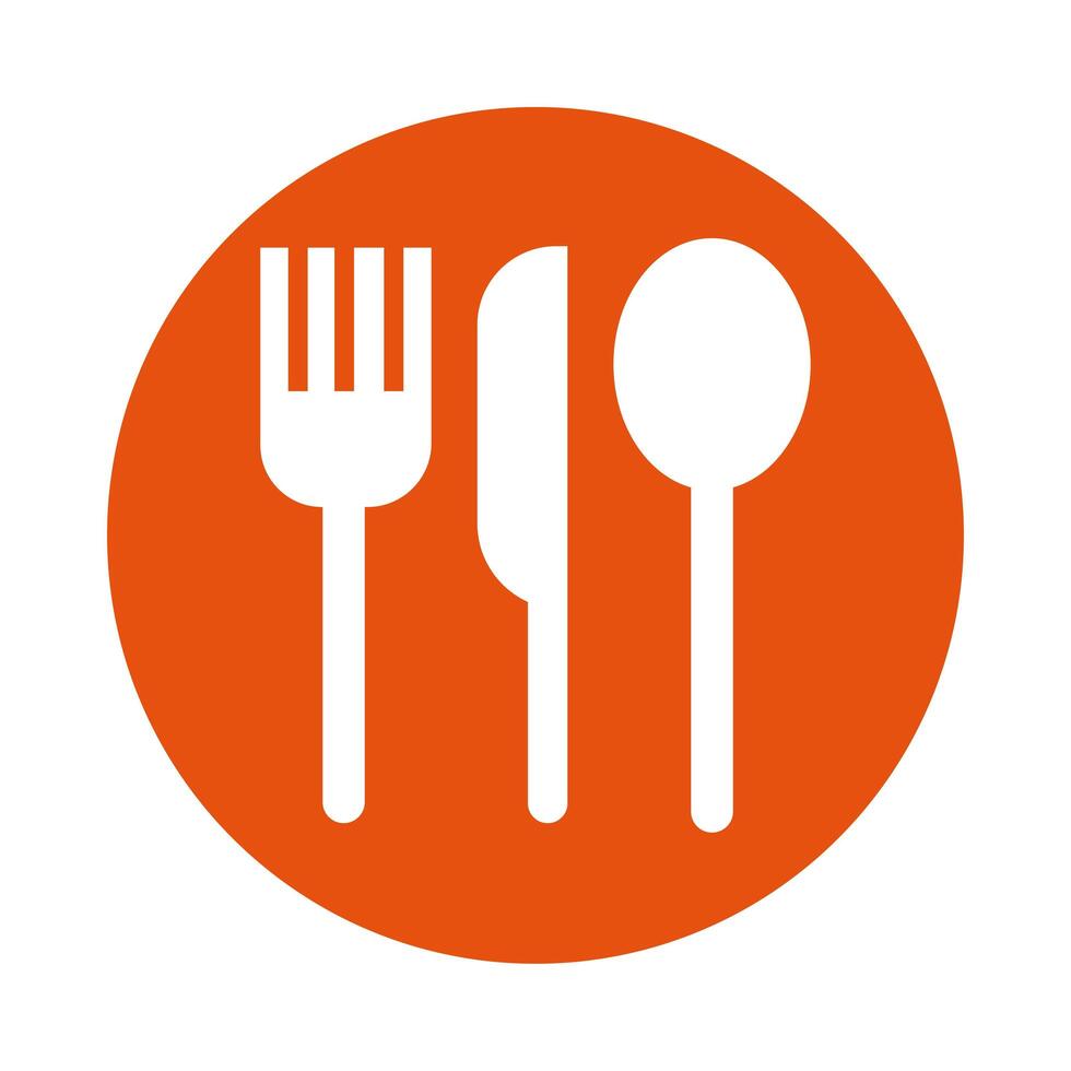 knife with fork and spoon cutleries line style vector