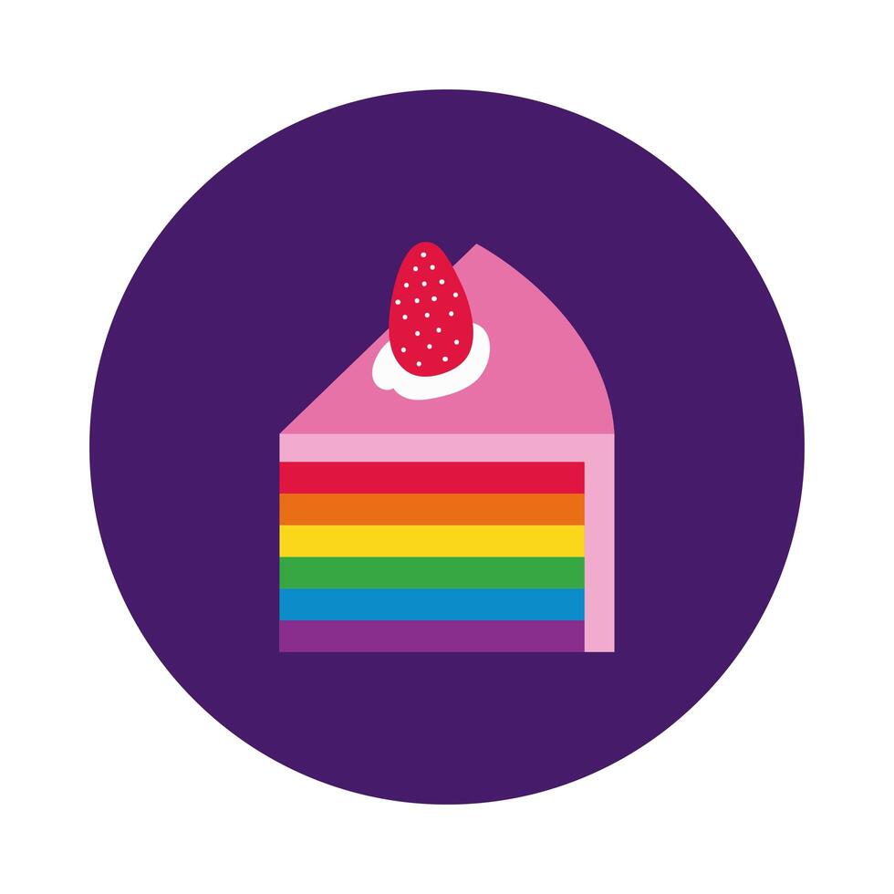 strawberry cake with gay pride flag block style vector