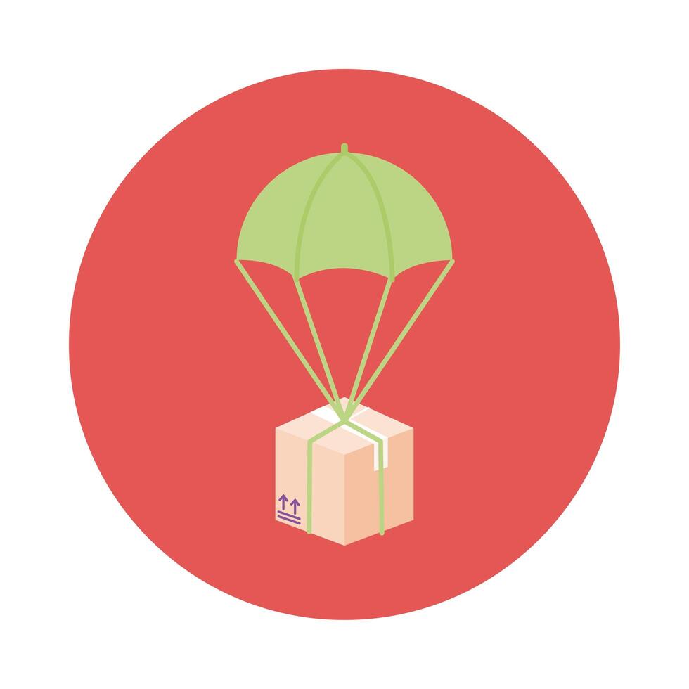 box in parachute delivery service block style vector