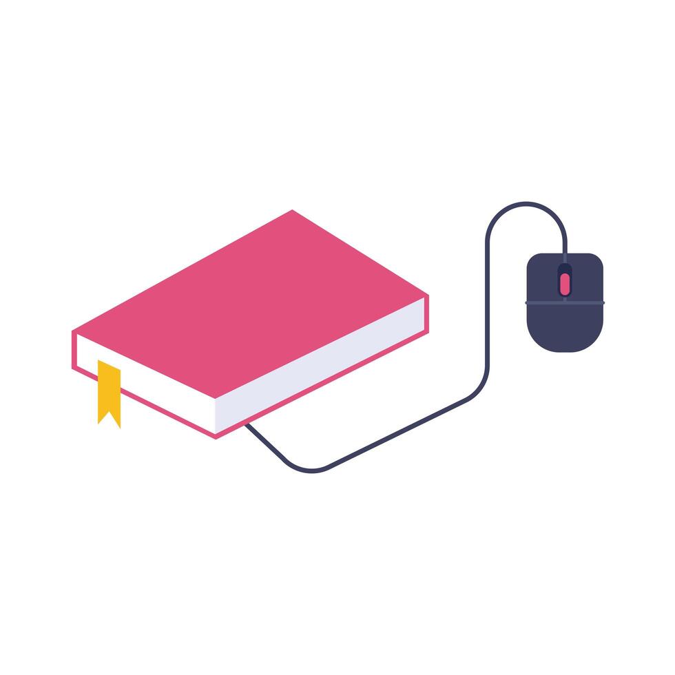 electronic book with mouse education online flat style vector