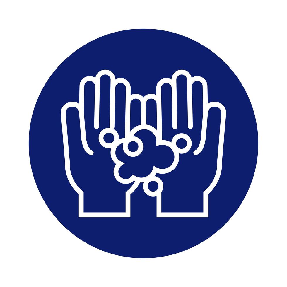 hands washing with foam block style icon vector