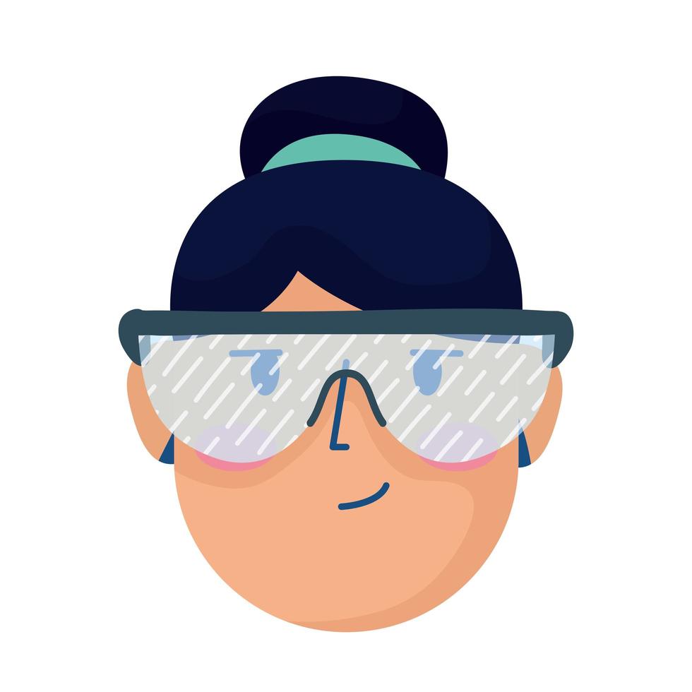 woman with laboratory goggles hand draw style vector