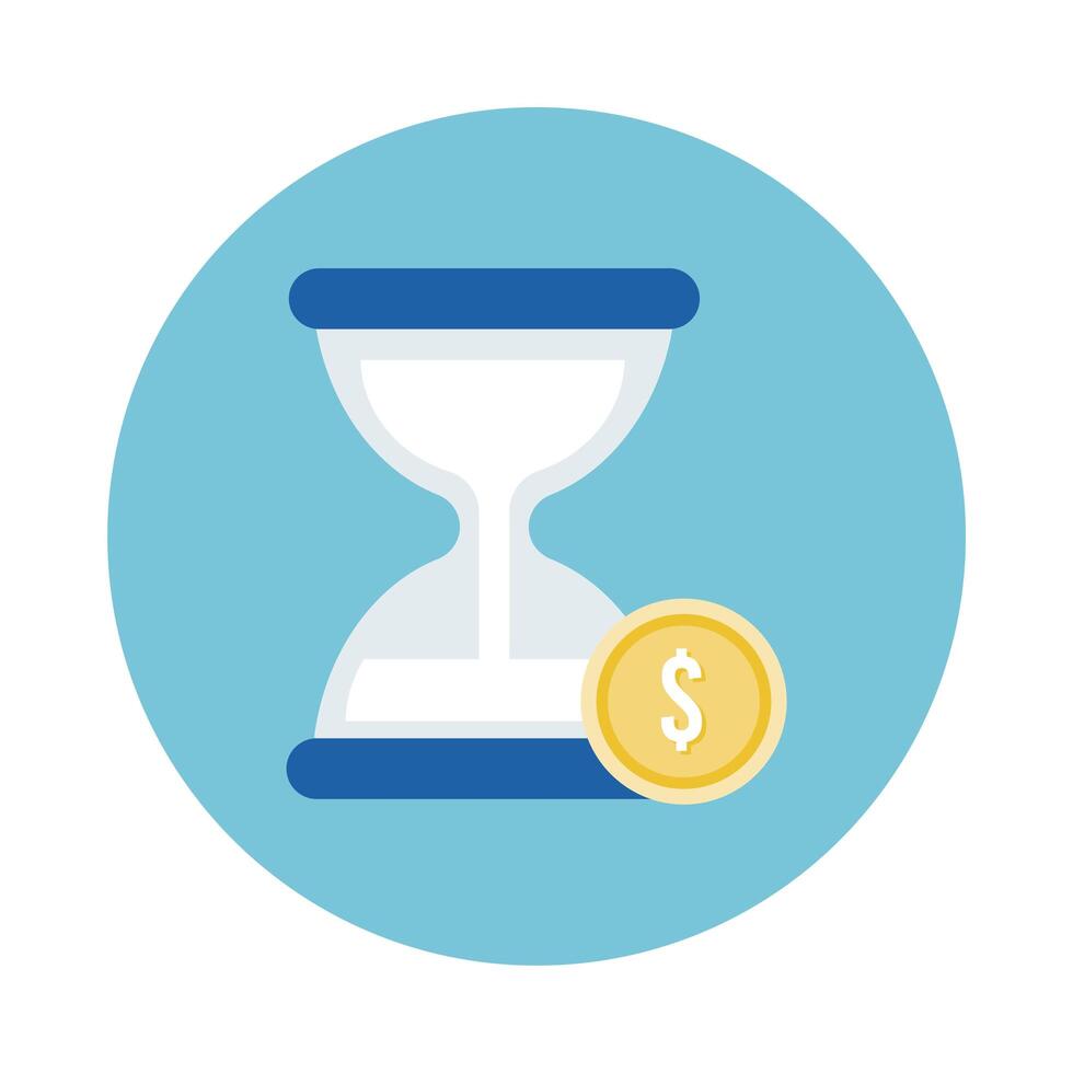 coin money dollar with hourglass block style icon vector