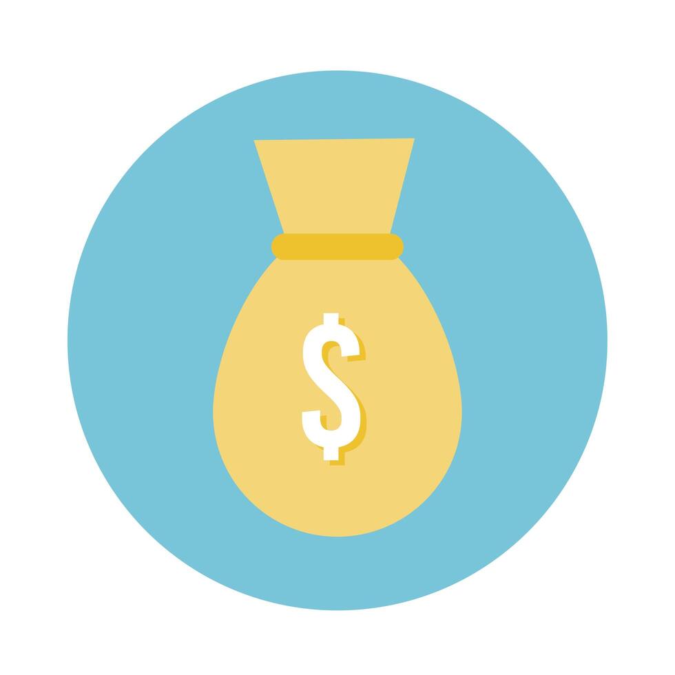 money bag block style icon vector