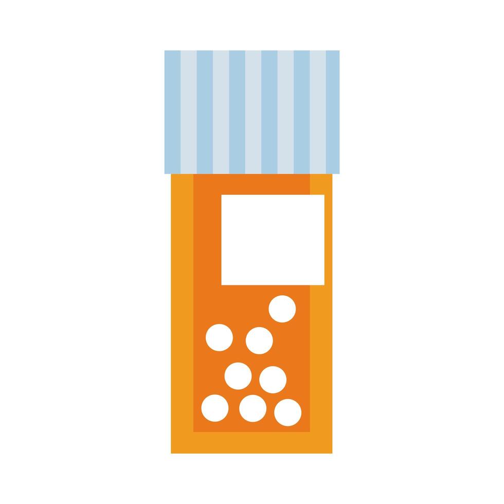 medical bottle drugs with pills flat style vector