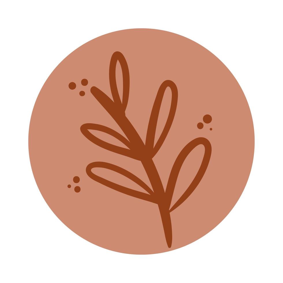 branch with leaves boho hand drawn style vector