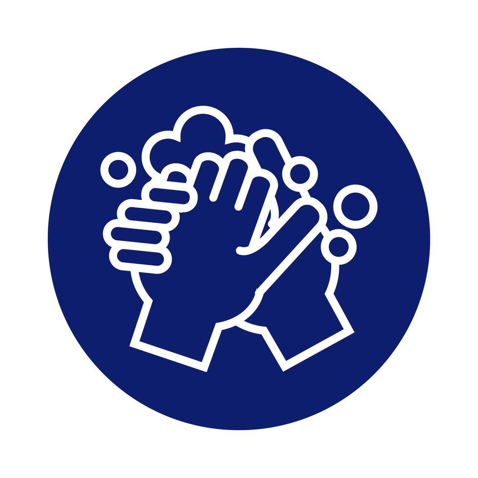 hands washing with foam block style icon vector