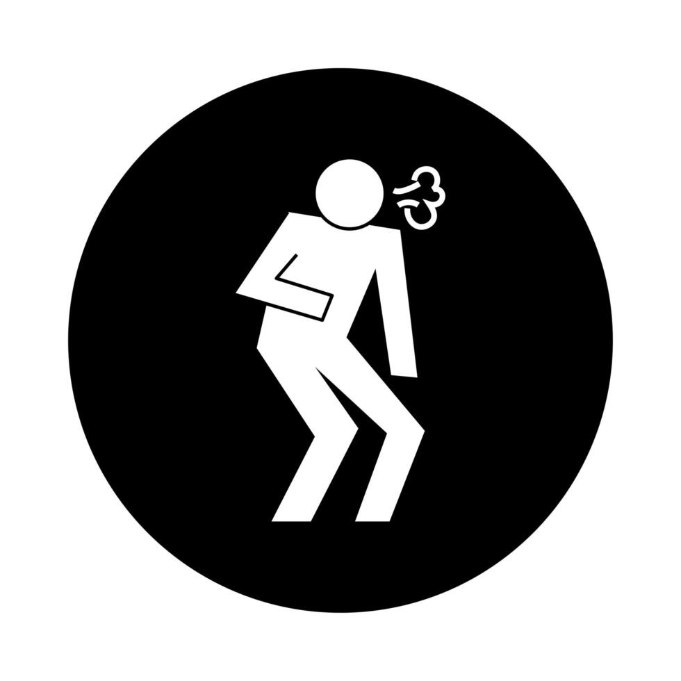 human figure coughing health pictogram block style vector