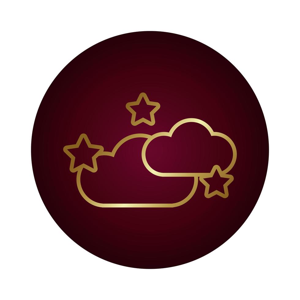 nubes con estrellas bloquean icono de estilo degradado vector