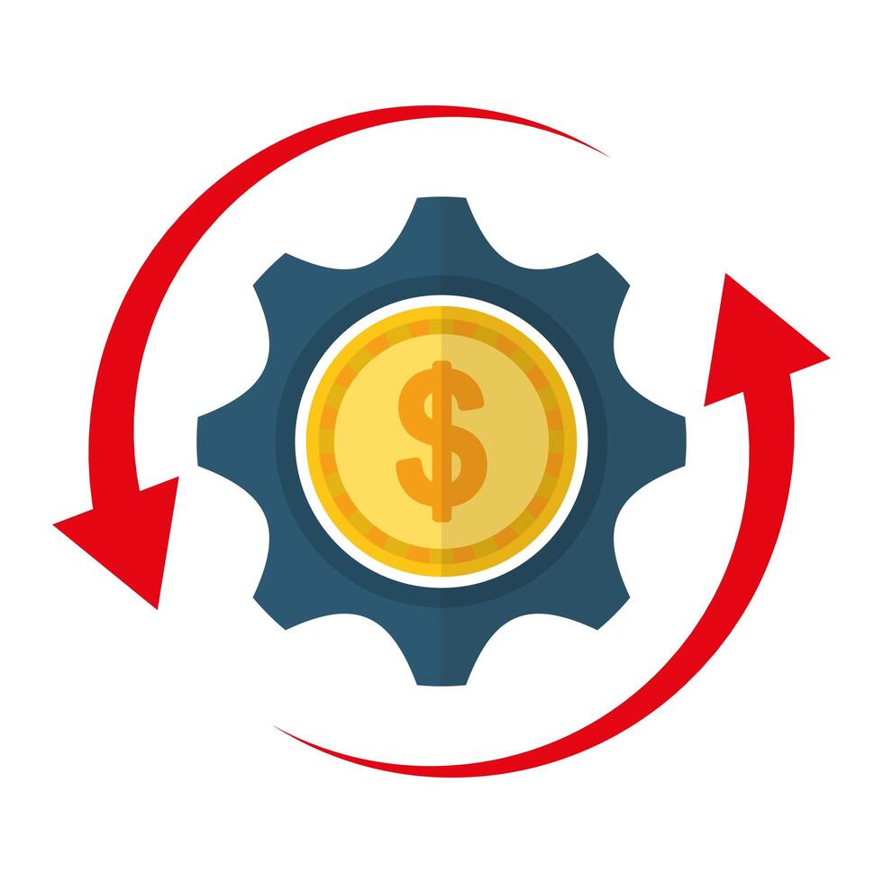 Isolated coin and gear vector design