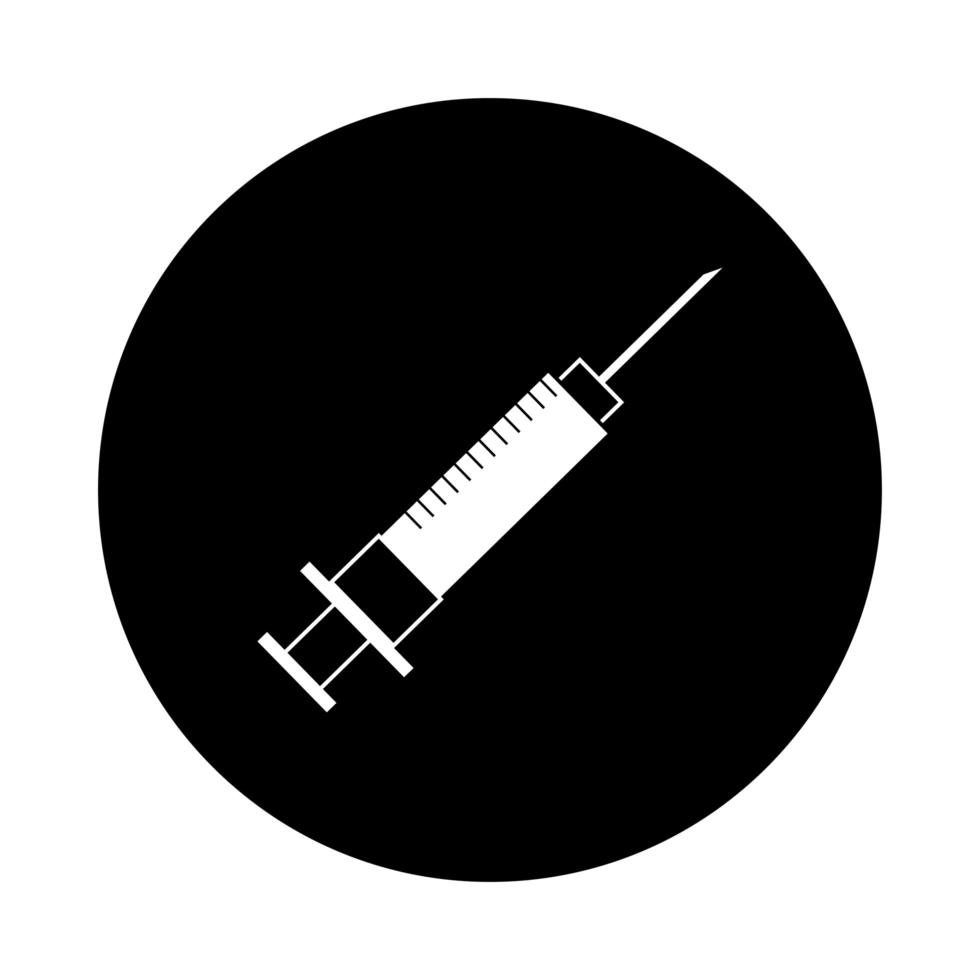 syringe injection health pictogram block style vector