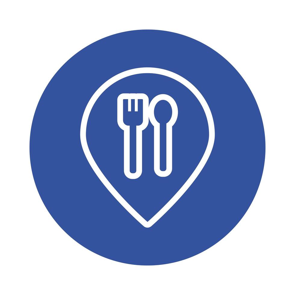pin with cutleries block style icon vector