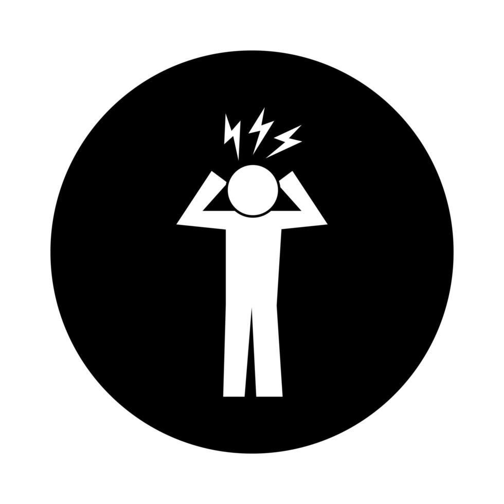 human figure with headache health pictogram block style vector