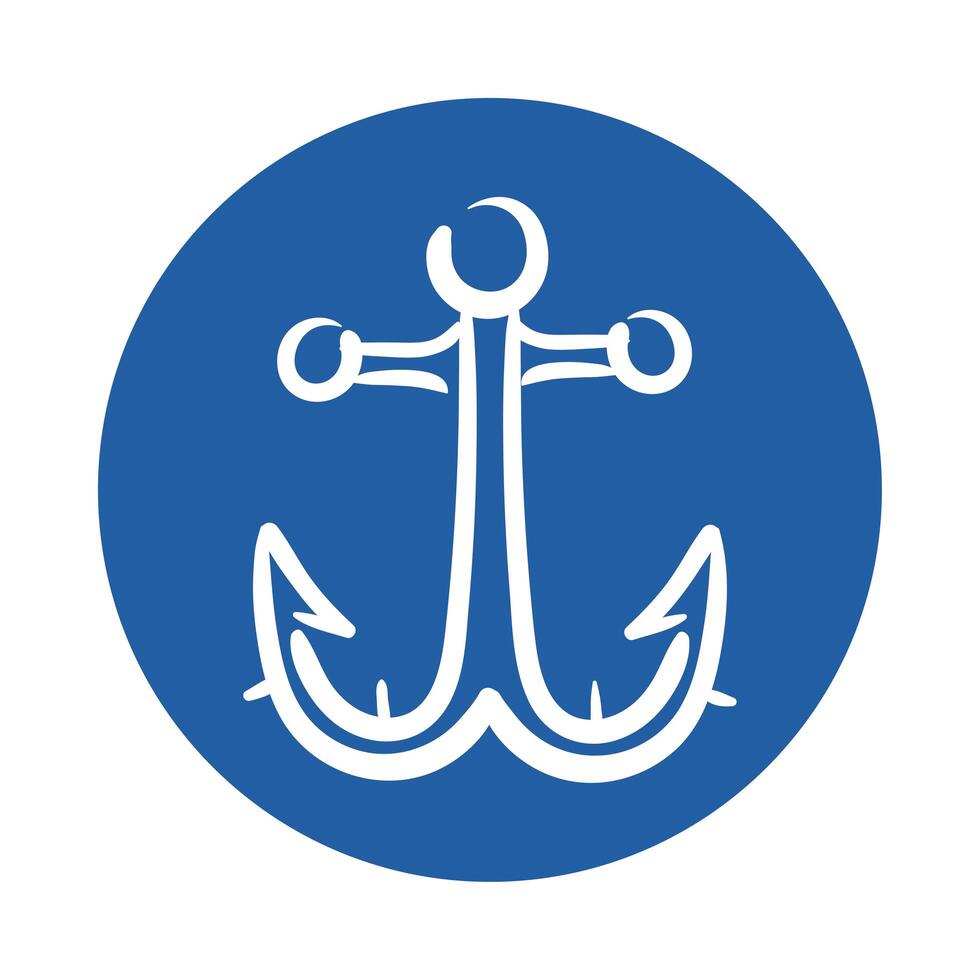 marine anchor block style icon vector