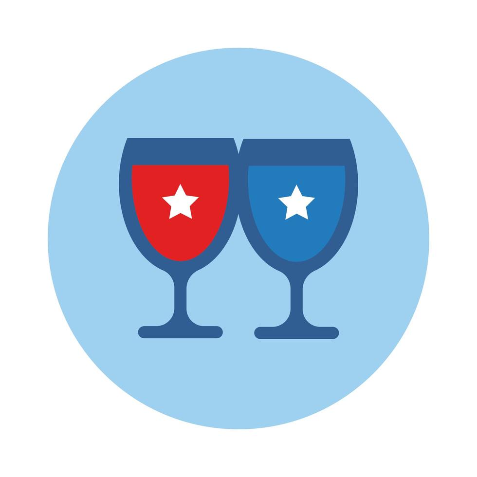 cups with stars independence day block style vector