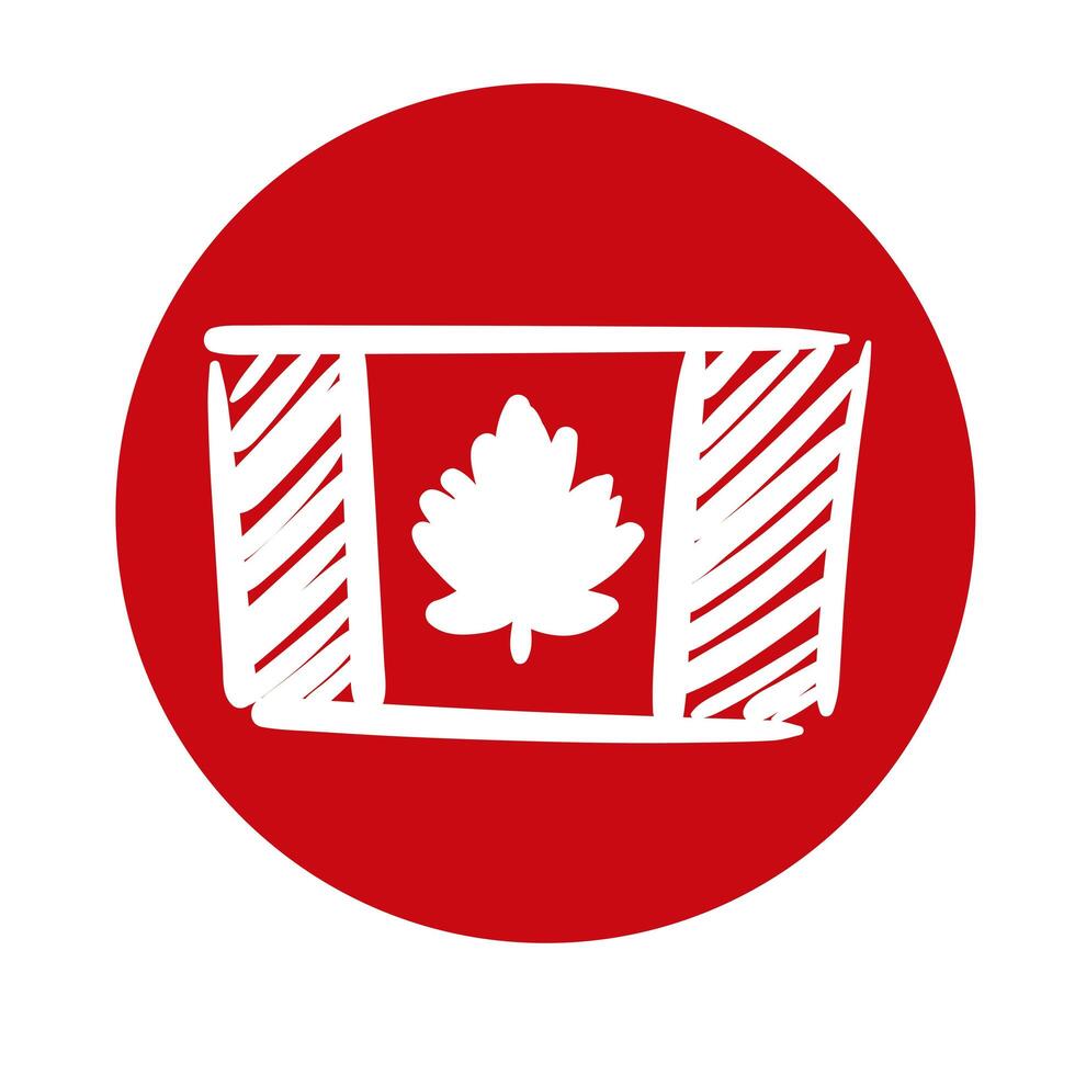 canada flag block style icon vector