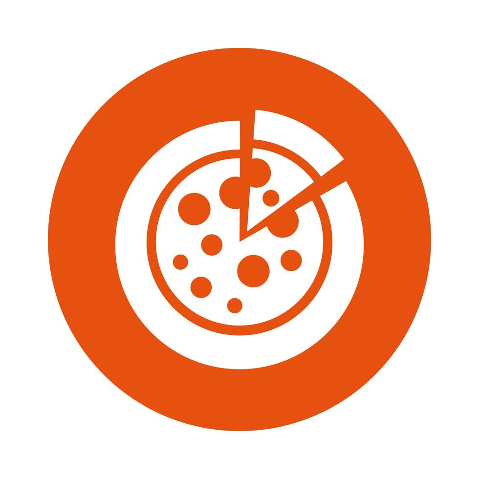 delicioso icono de estilo de bloque de pizza vector