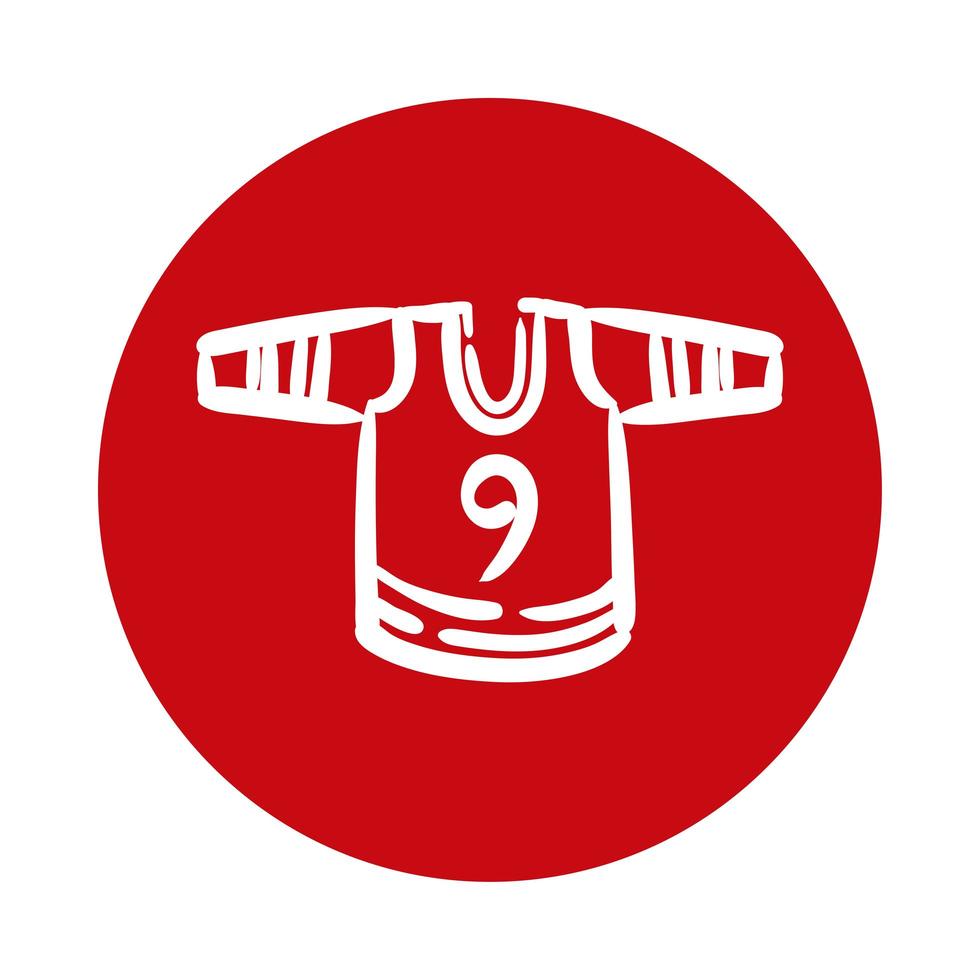 icono de estilo de bloque de camisa de deporte de hockey vector