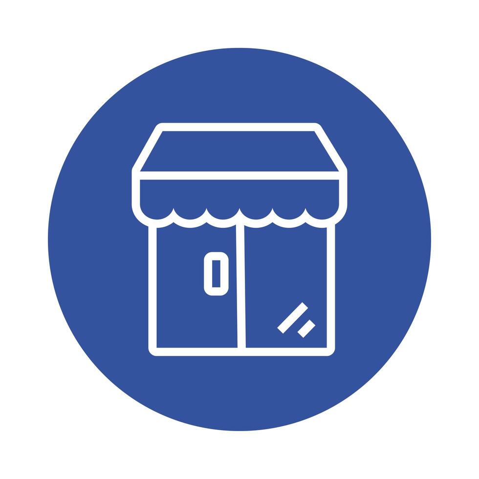 store building with parasol block style icon vector