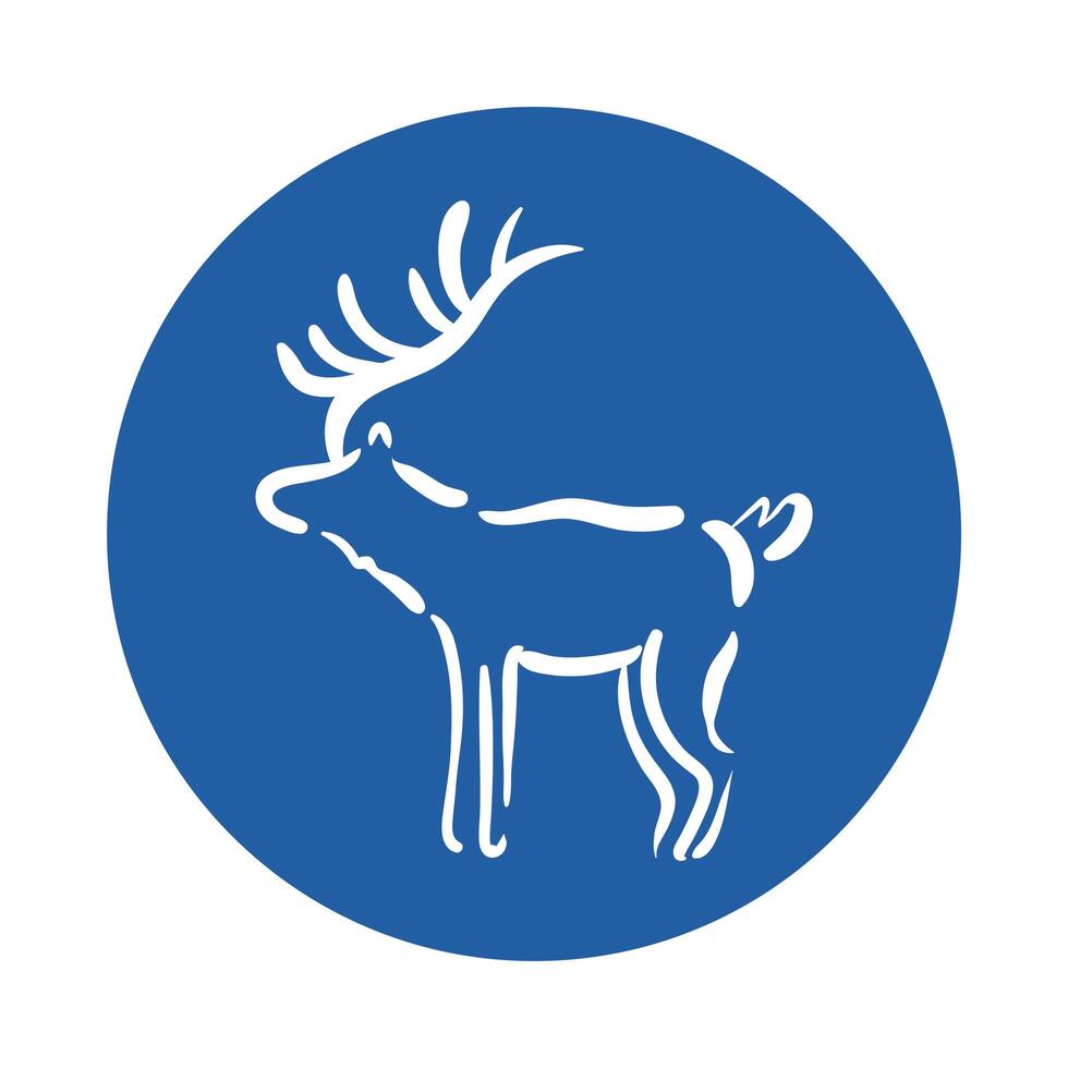 reindeer animal block style icon vector