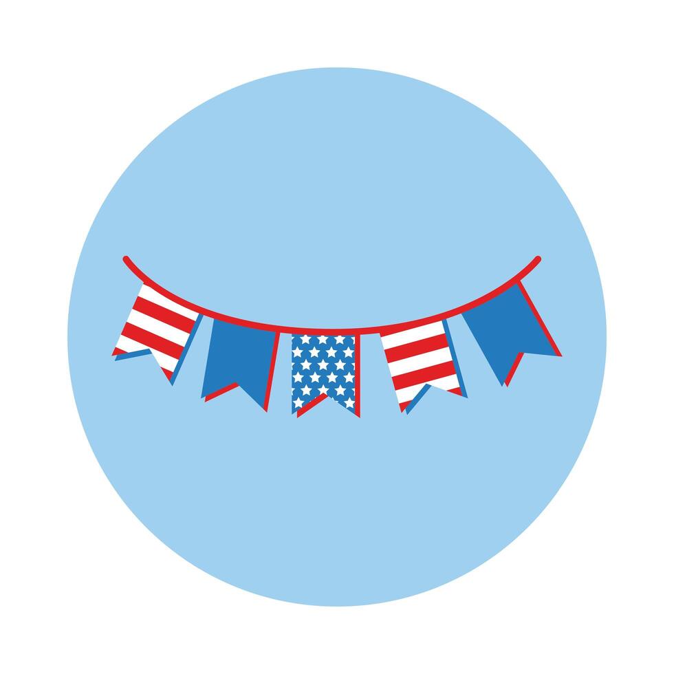 garlands with usa flag block style vector