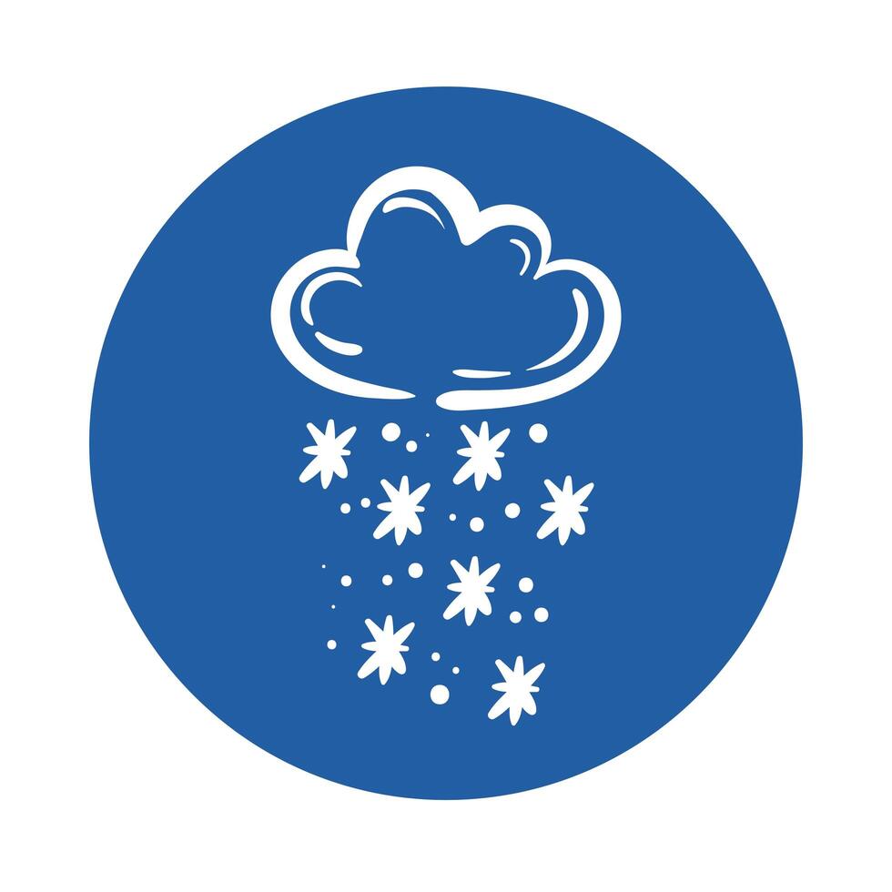 cloud with snowflakes block style icon vector