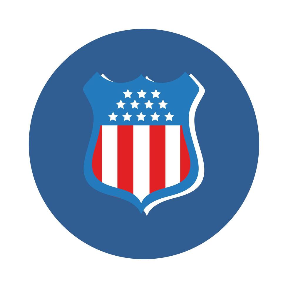 shield with usa flag block style vector