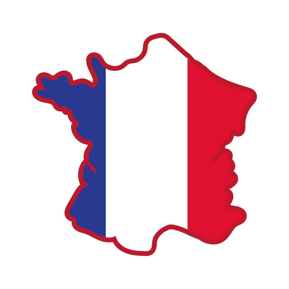 Francia bandera y mapa icono de estilo de dibujo a mano vector