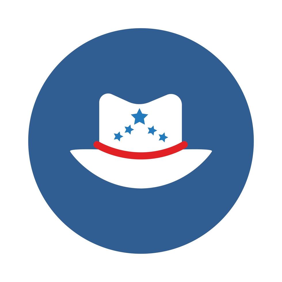 sheriff hat with stars block style vector