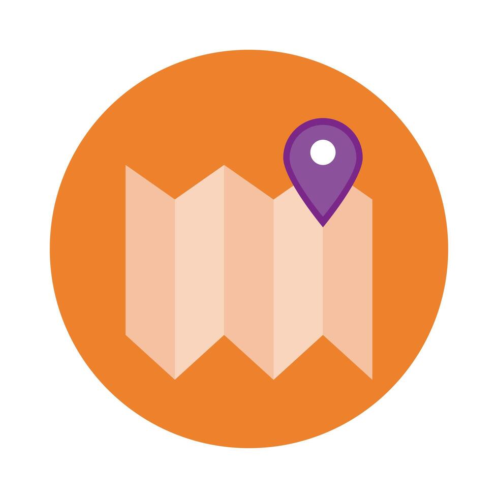 paper map with pin location block style vector