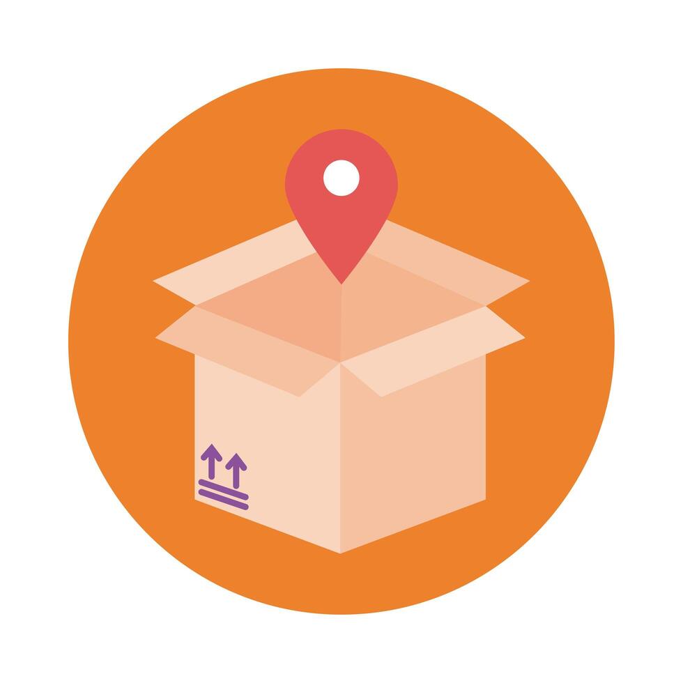 box with pin location delivery service block style vector
