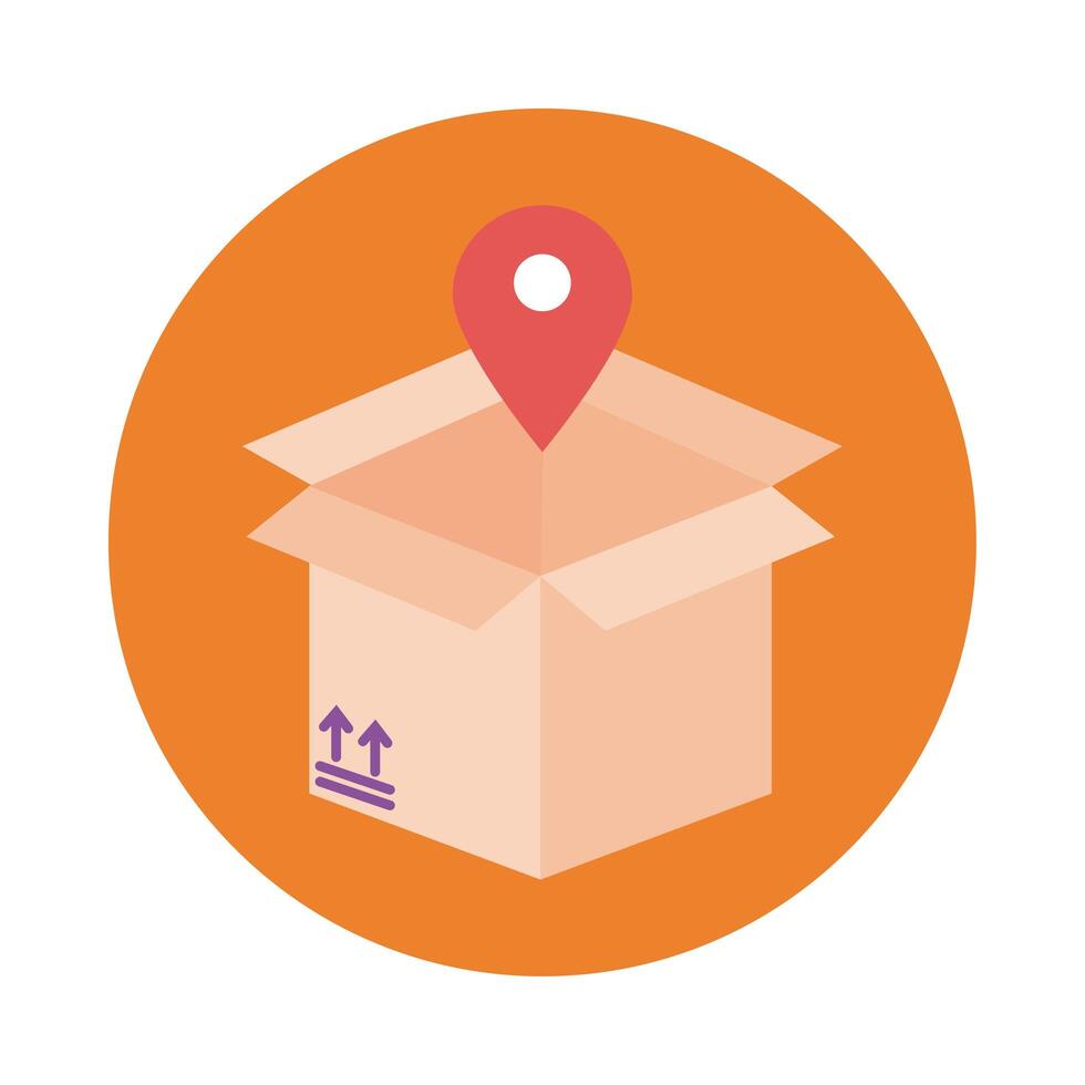 box with pin location delivery service block style vector