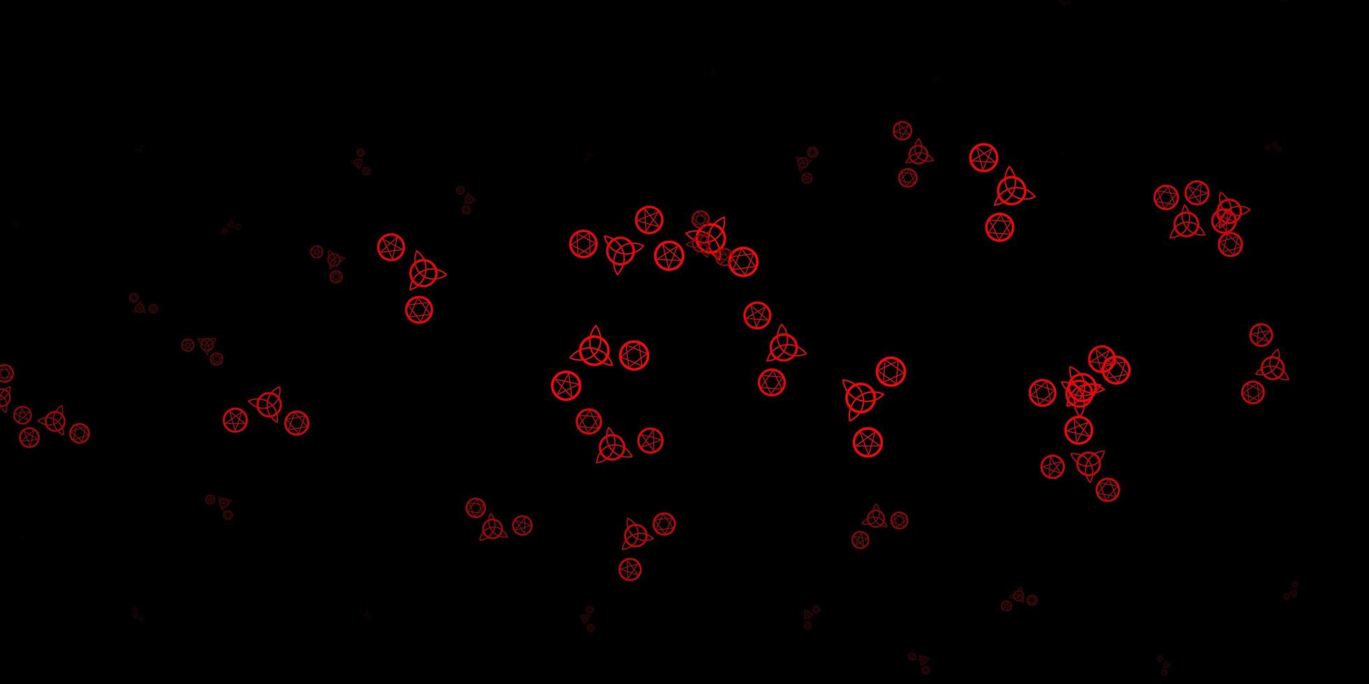 patrón de vector rojo oscuro con elementos mágicos.