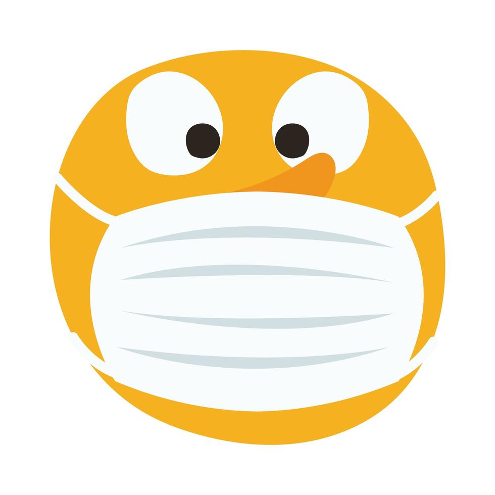 emoji wearing medical mask hand draw style vector