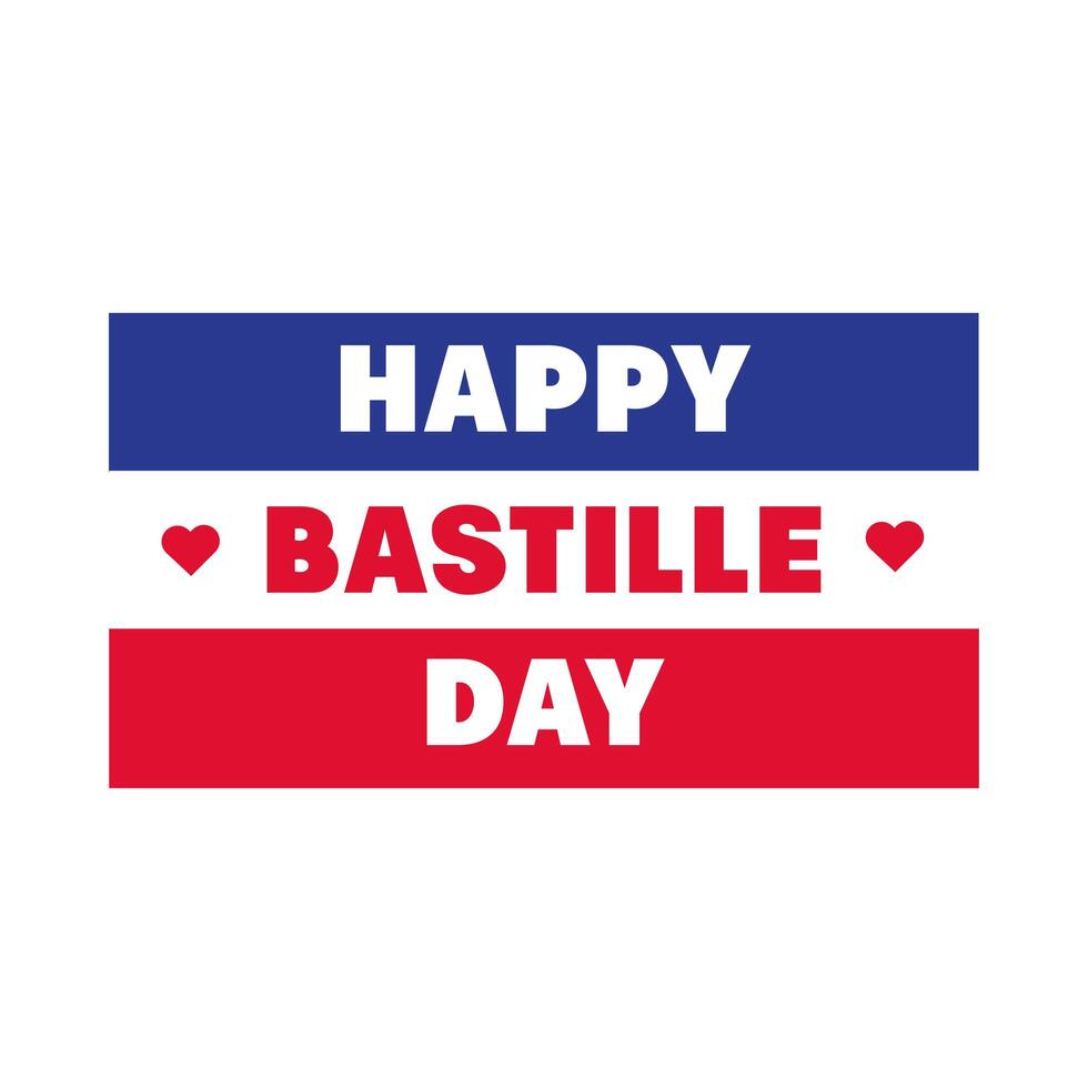 bastille day lettering with flag hand draw style vector