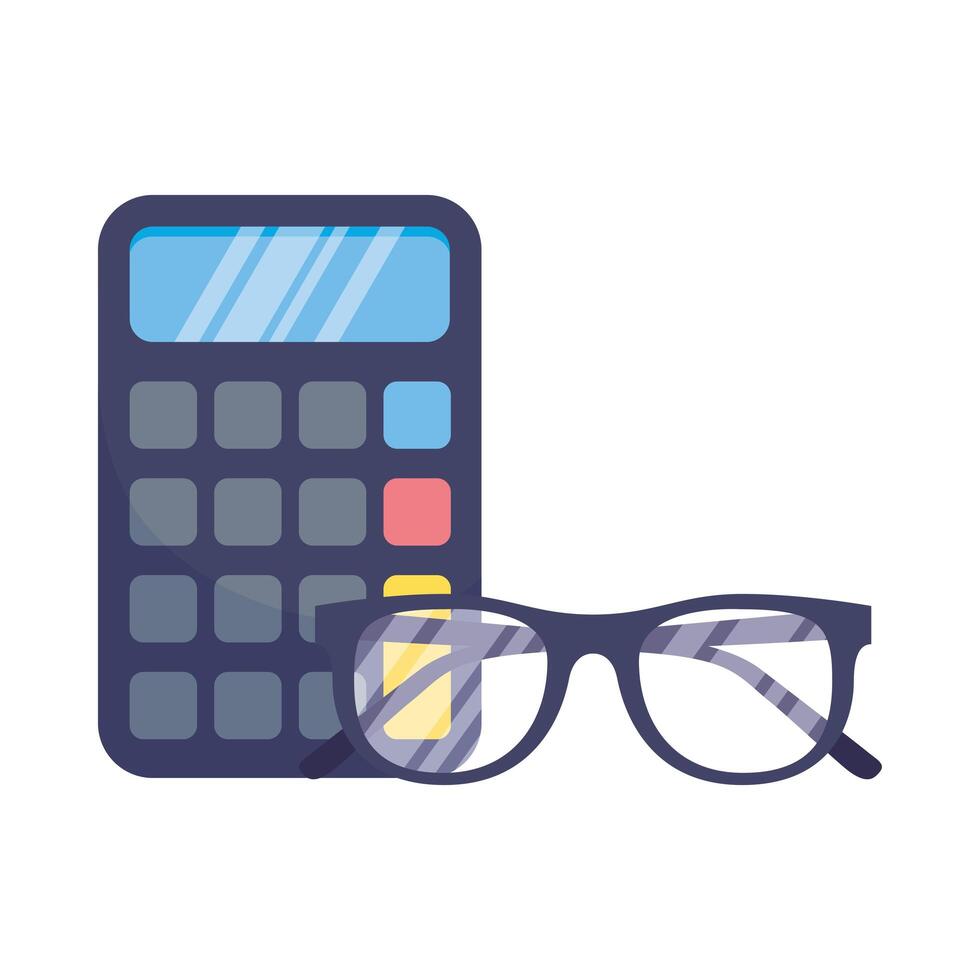 Isolated calculator and glasses vector design