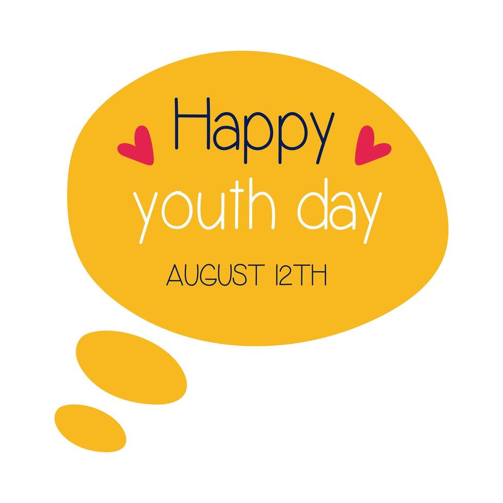 happy youth day lettering in speech bubble flat style vector