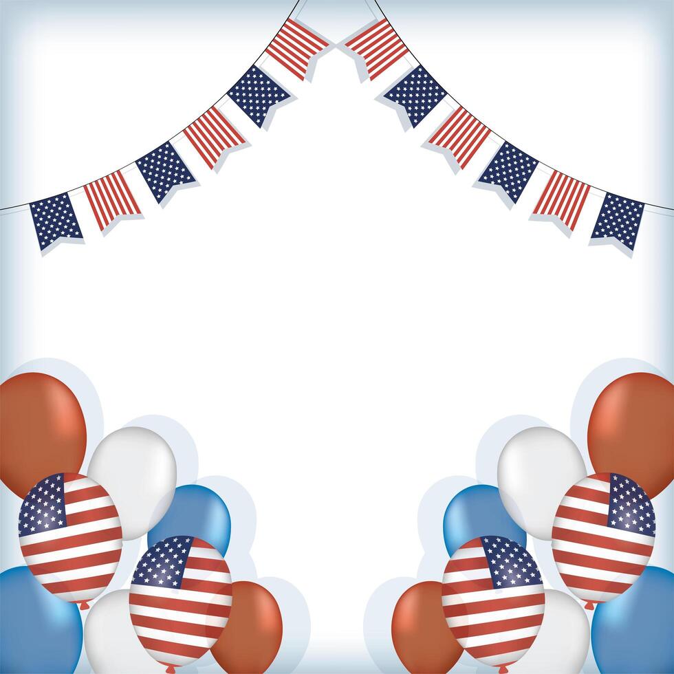 Usa balloons with banner pennant vector design
