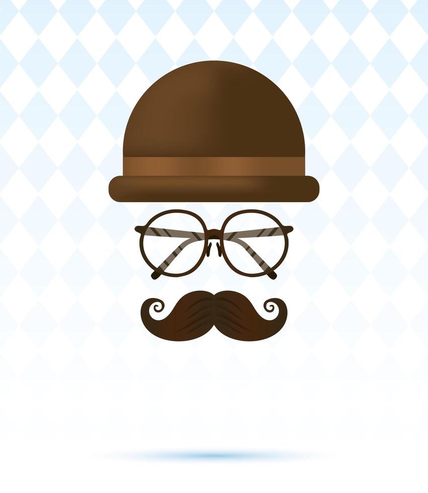 Hat, glasses and mustache for father's day vector design