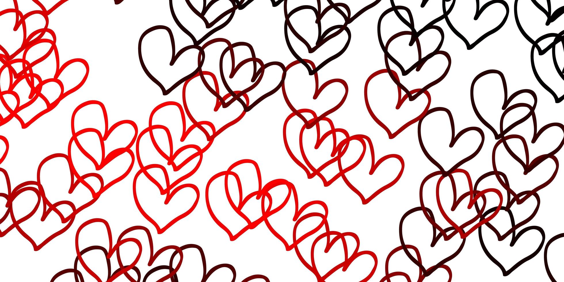 Light Red vector pattern with colorful hearts.