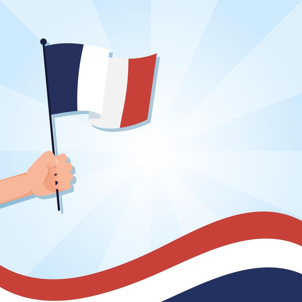 Hand holding france flag for happy bastille day vector design