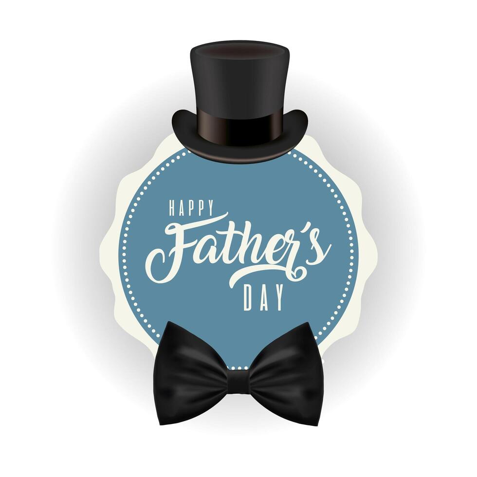 hat with bowtie around stamp for father's day vector design