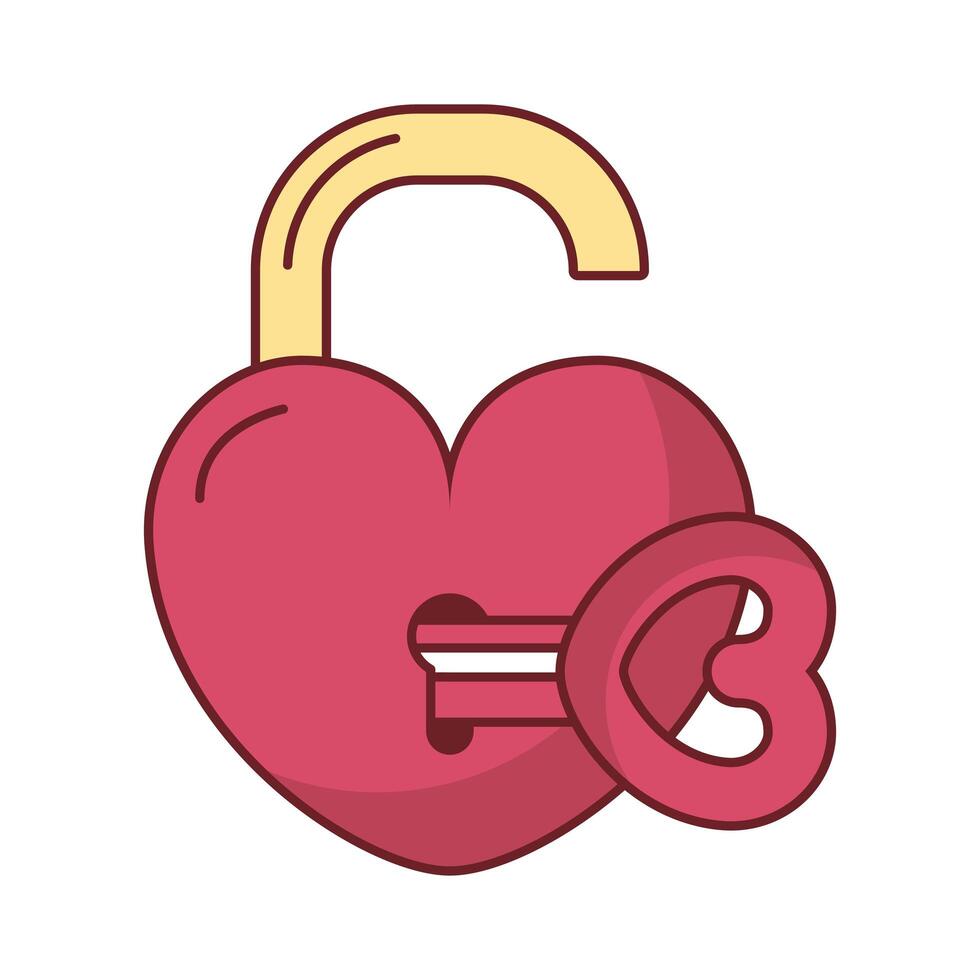 Love heart padlock with key vector design