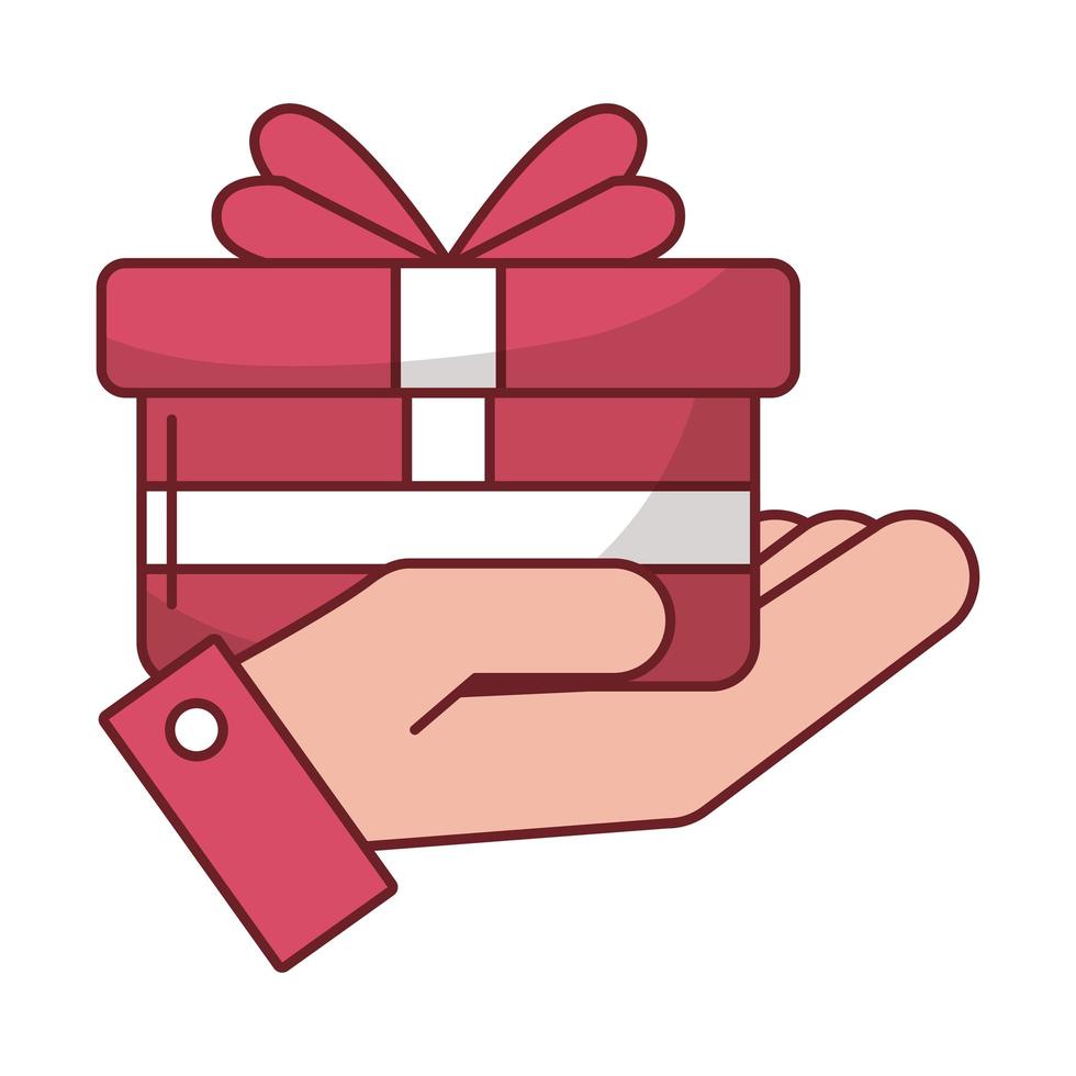 Gift with bowtie in hand vector design