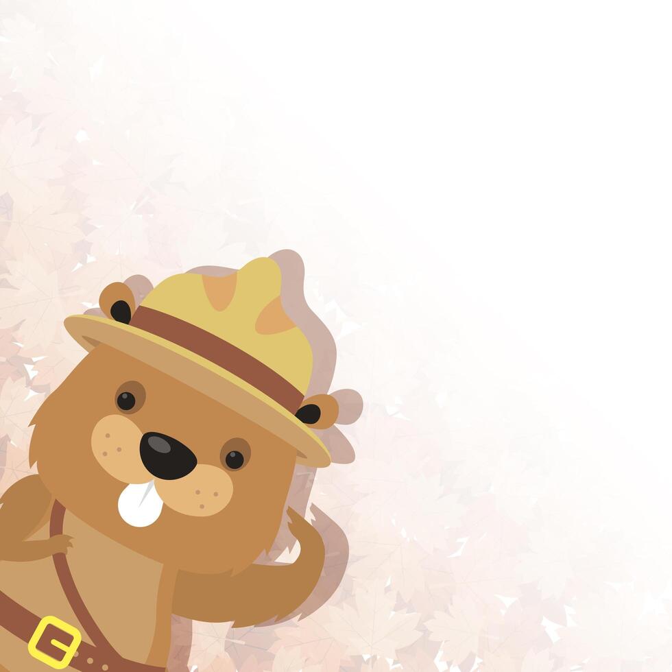 Cute beaver cartoon with hat design vector