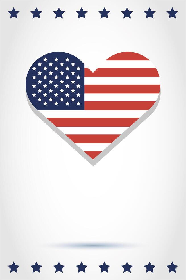 diseño de vector de corazón de bandera de Estados Unidos