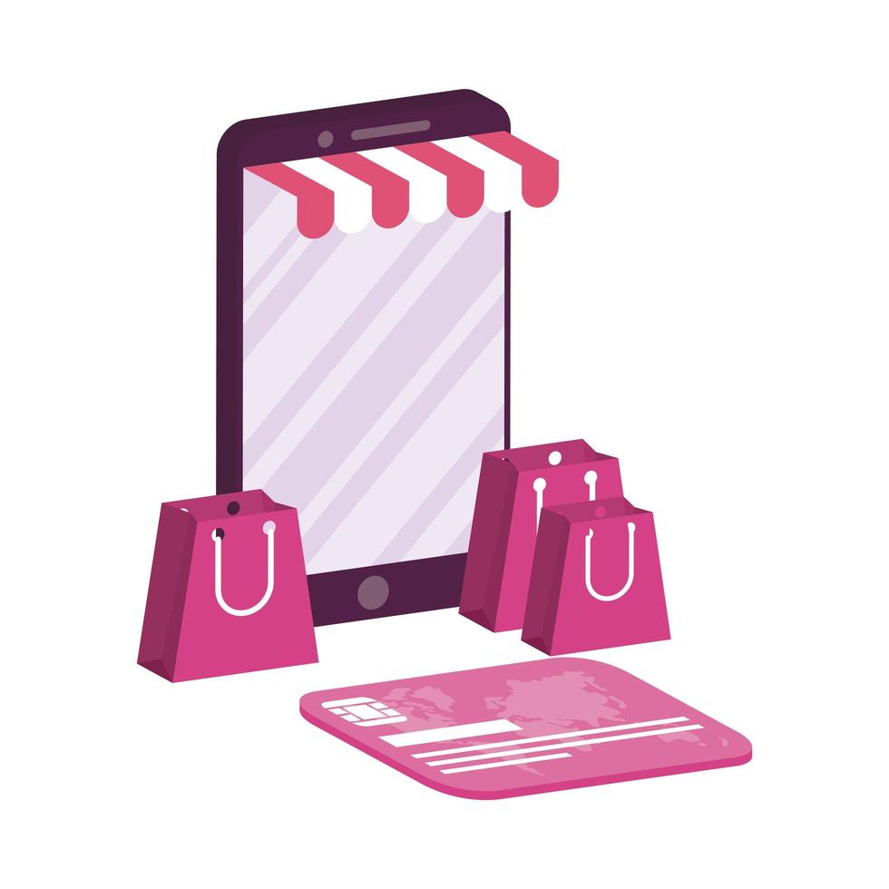 online ecommerce with smartphone and credit card vector