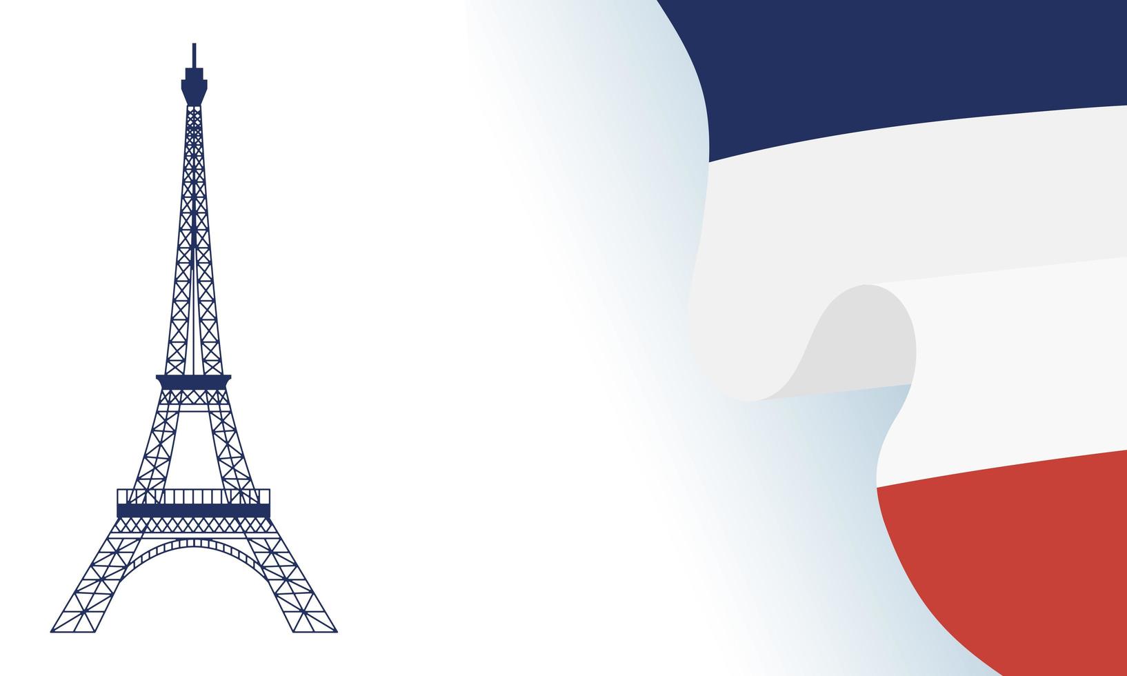 Torre Eiffel con bandera de Francia para el feliz día de la bastilla diseño vectorial vector