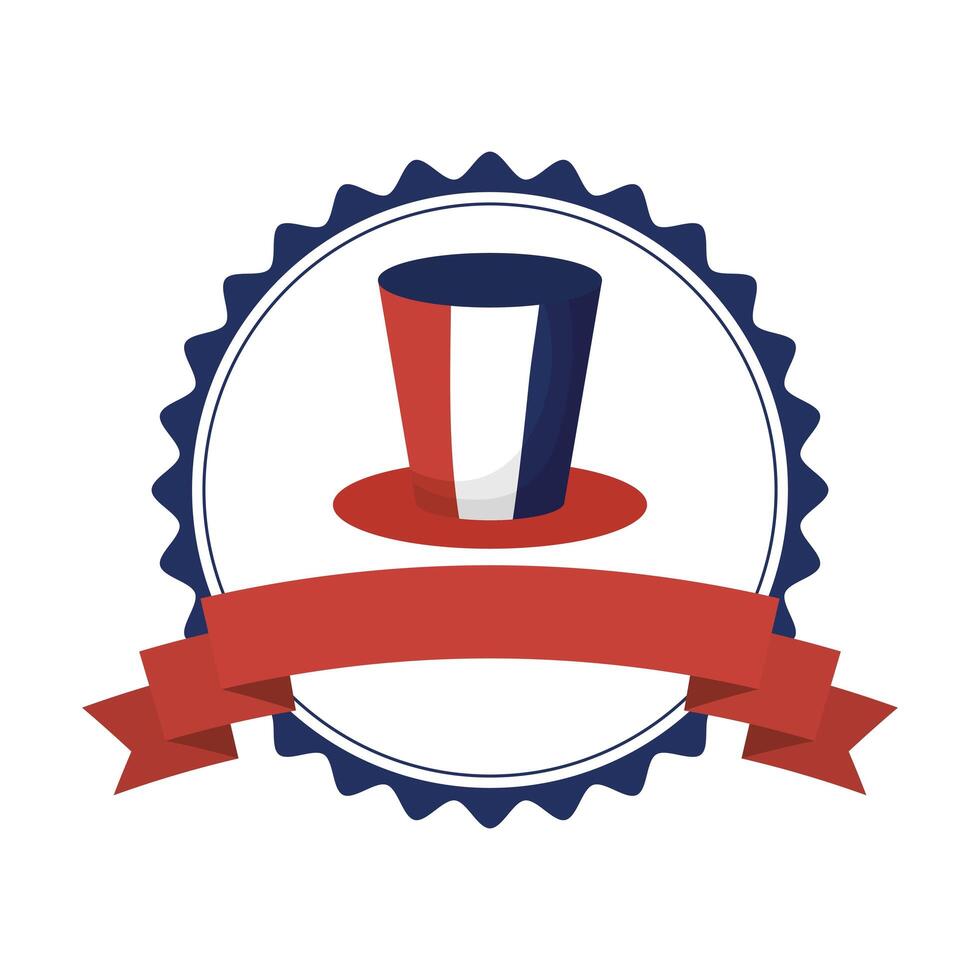 france hat inside stamp for happy bastille day vector design