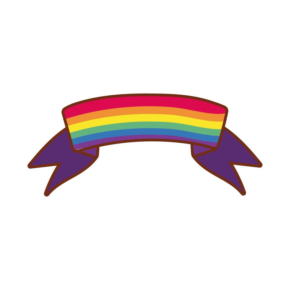 ribbon banner with gay pride stripes vector